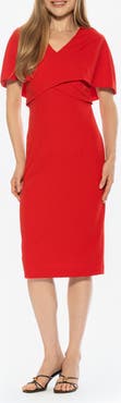 Alexia Admor Noor Wrap Bodice Midi Sheath Dress