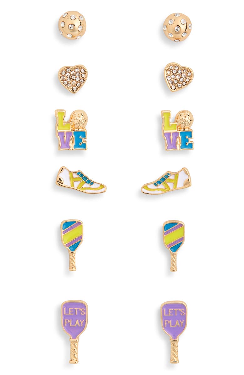 Leith Set of 6 Pickleball Stud Earrings, Main, color,