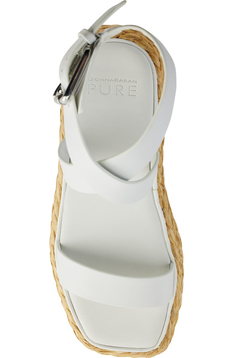 PURE Donna Karan Lolah Ankle Strap Raffia Platform Sandal, Alternate, color, Optic Whit