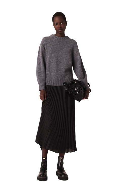 Maje Dual-material Maxi Dress In Multi