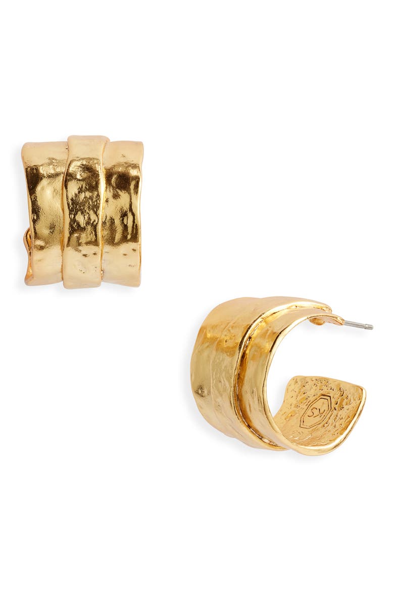 Parchment Textured Hoop Earrings, Main, color, GOLD
