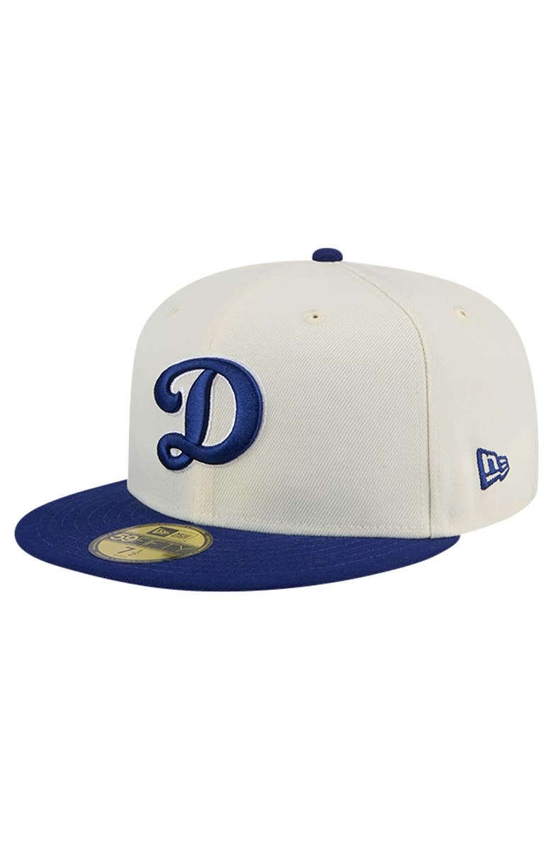 New Era Men's New Era Cream Los Angeles Dodgers Evergreen Chrome 59FIFTY Fitted Hat, Main, color, 