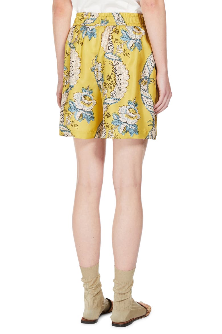 Tracia Floral Silk Shorts, Alternate, color, YELLOW