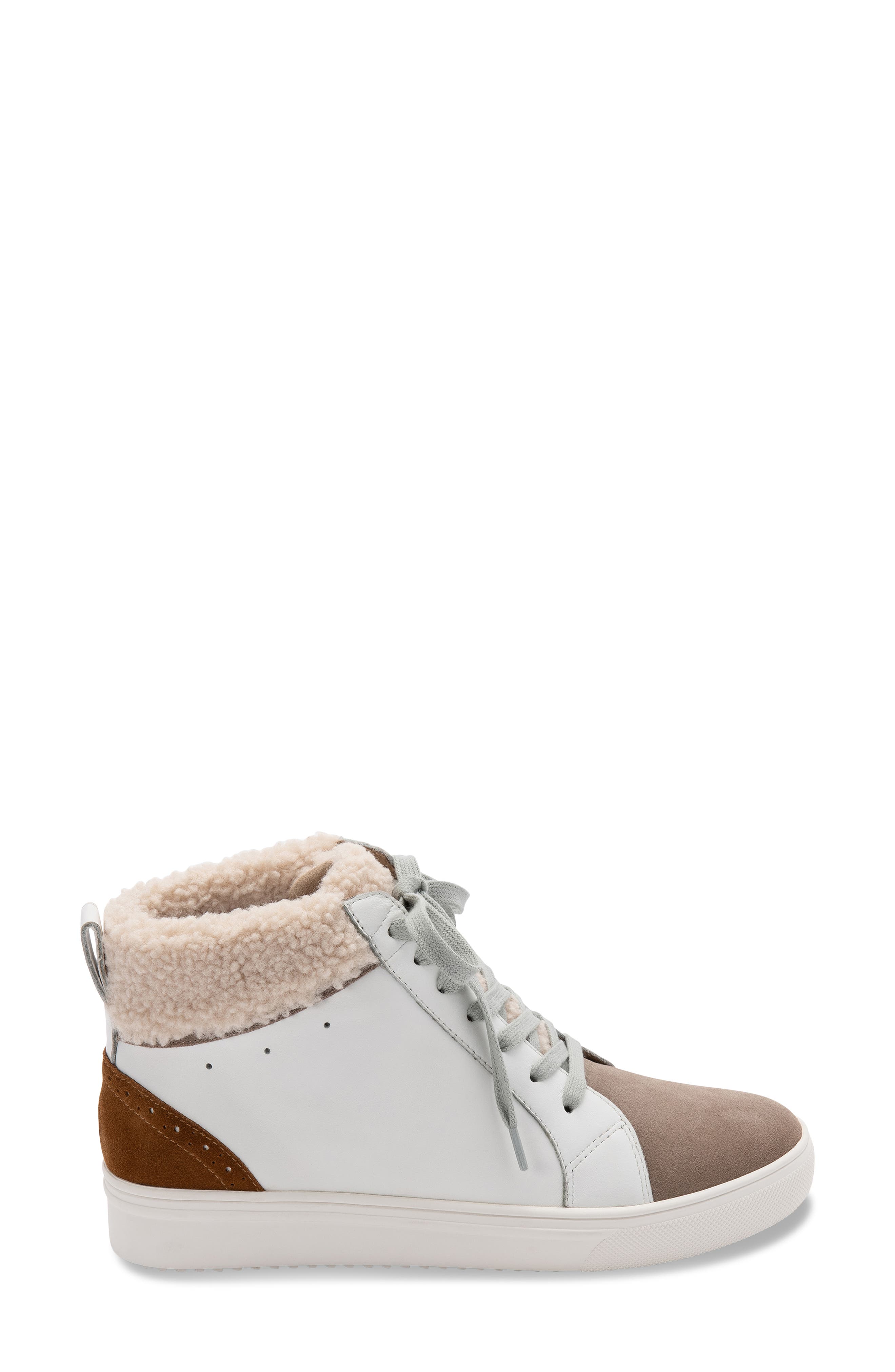 Gulia Waterproof Faux Fur Mid Sneaker, Alternate, color, WHITE LEATHER