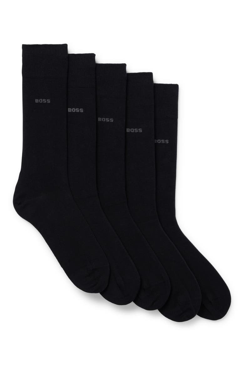 5-Pack Solid Dress Socks, Main, color, BLK