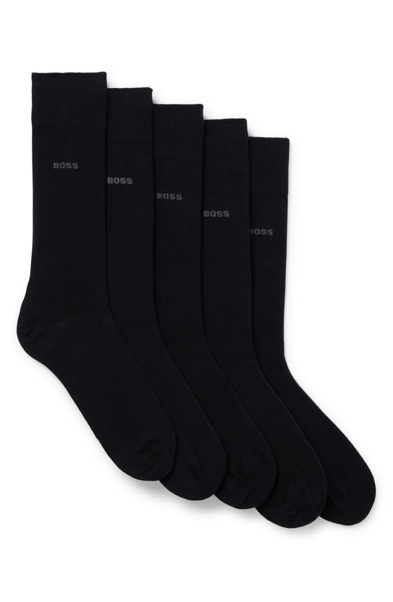 BOSS 5-Pack Solid Dress Socks, Main, color, 