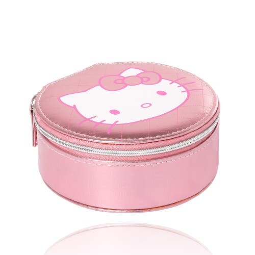 Hello Kitty Round Zip Around Jewelry Travel Storage In Pink