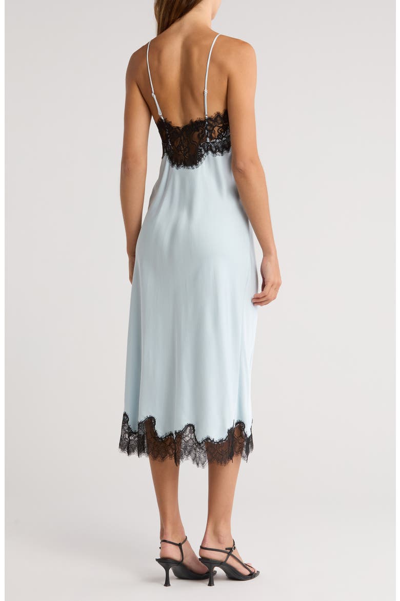 Lennon Lace Accent Satin Slipdress, Alternate, color, CASCADE/ BLACK