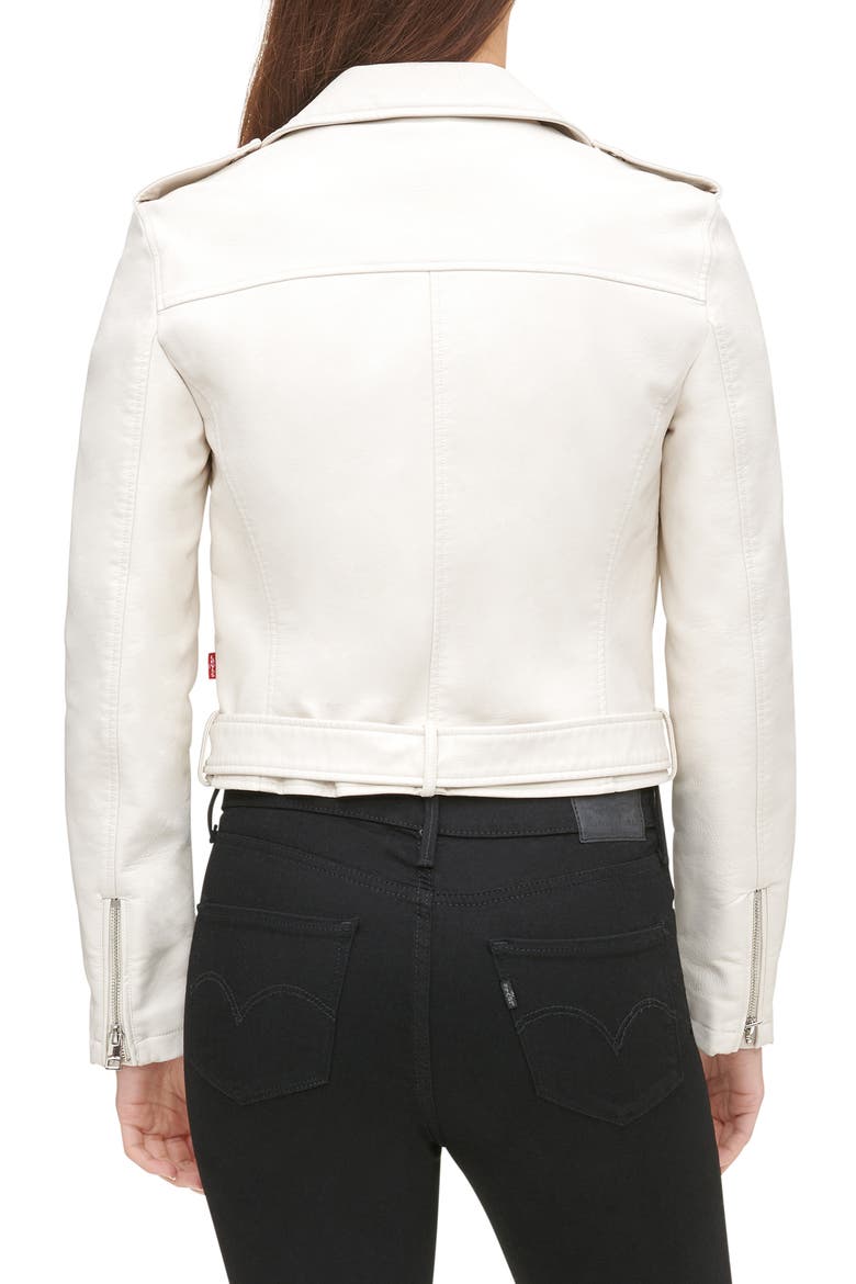 Levi's® Faux Leather Fashion Belted Moto Jacket, Alternate, color, OYSTER