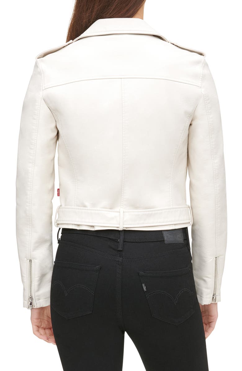 Levi's<sup>®</sup> Faux Leather Fashion Belted Moto Jacket, Alternate, color, Oyster