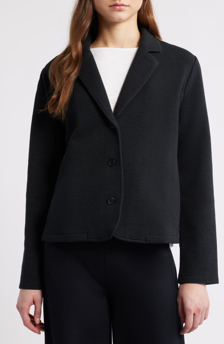 Eileen Fisher Notch Collar Organic Cotton Blend Jacket, Alternate, color, Black