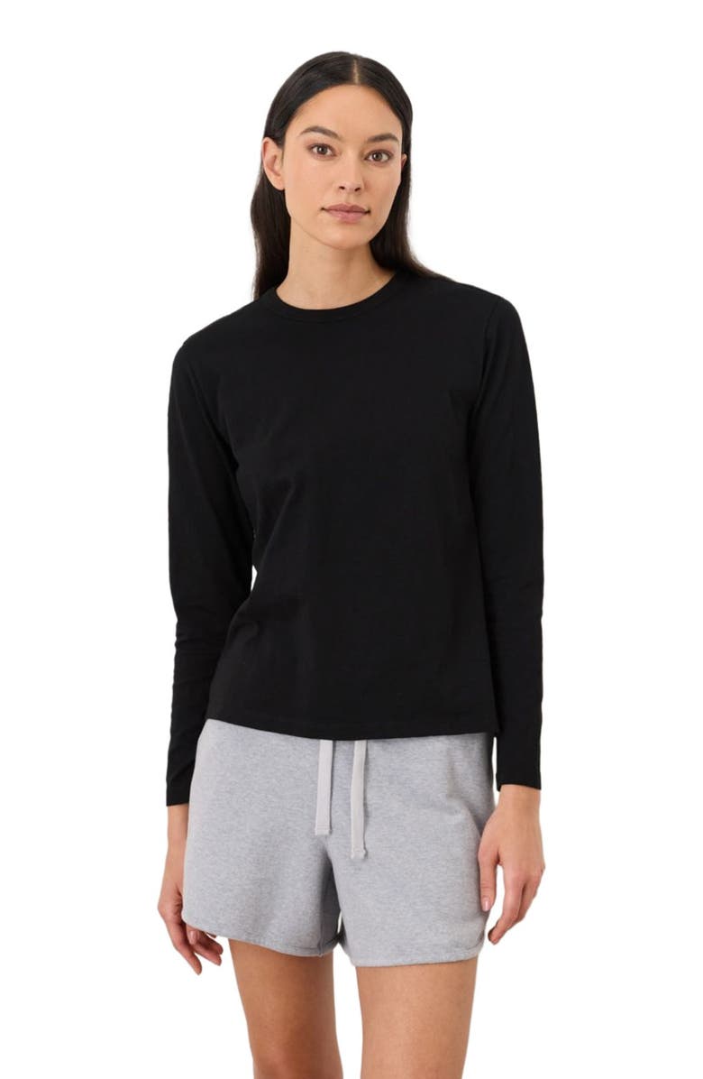 Pact Organic Cotton Soft-Slub Essential Crewneck Long Sleeve Tee, Alternate, color, Black