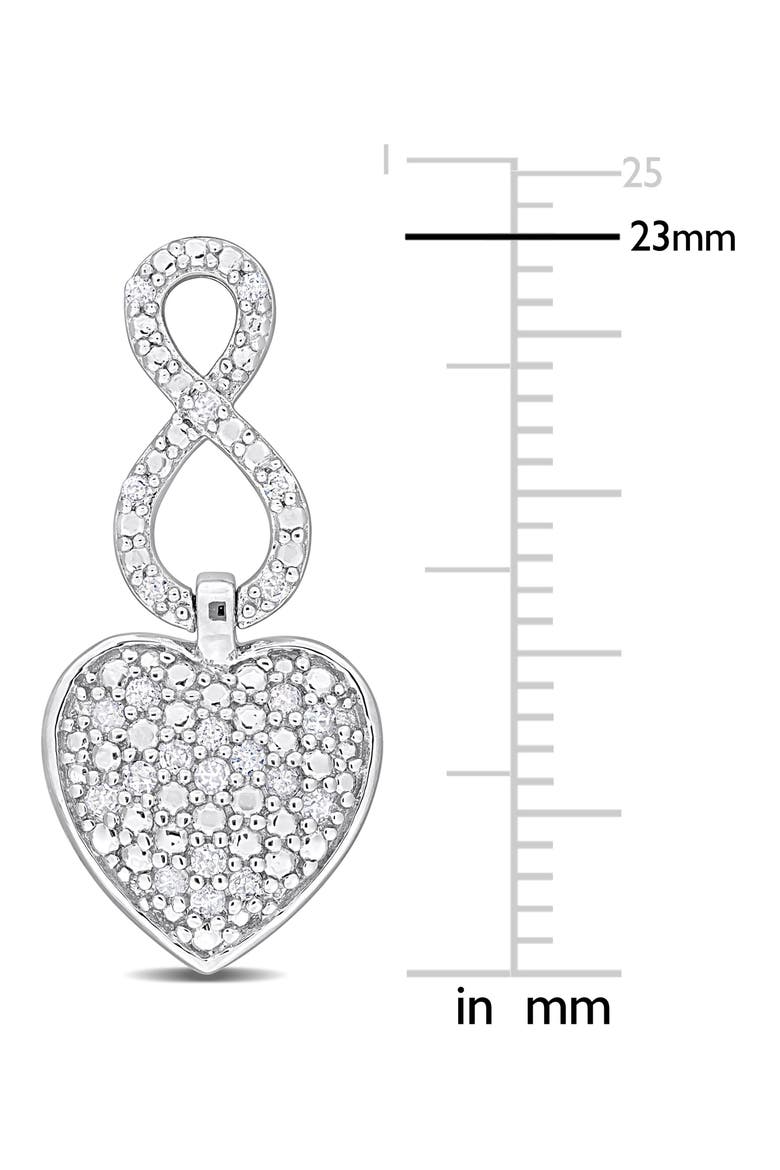 Sterling Silver Pavé Diamond Infinity Heart Drop Earrings - 0.06ct., Alternate, color, WHITE