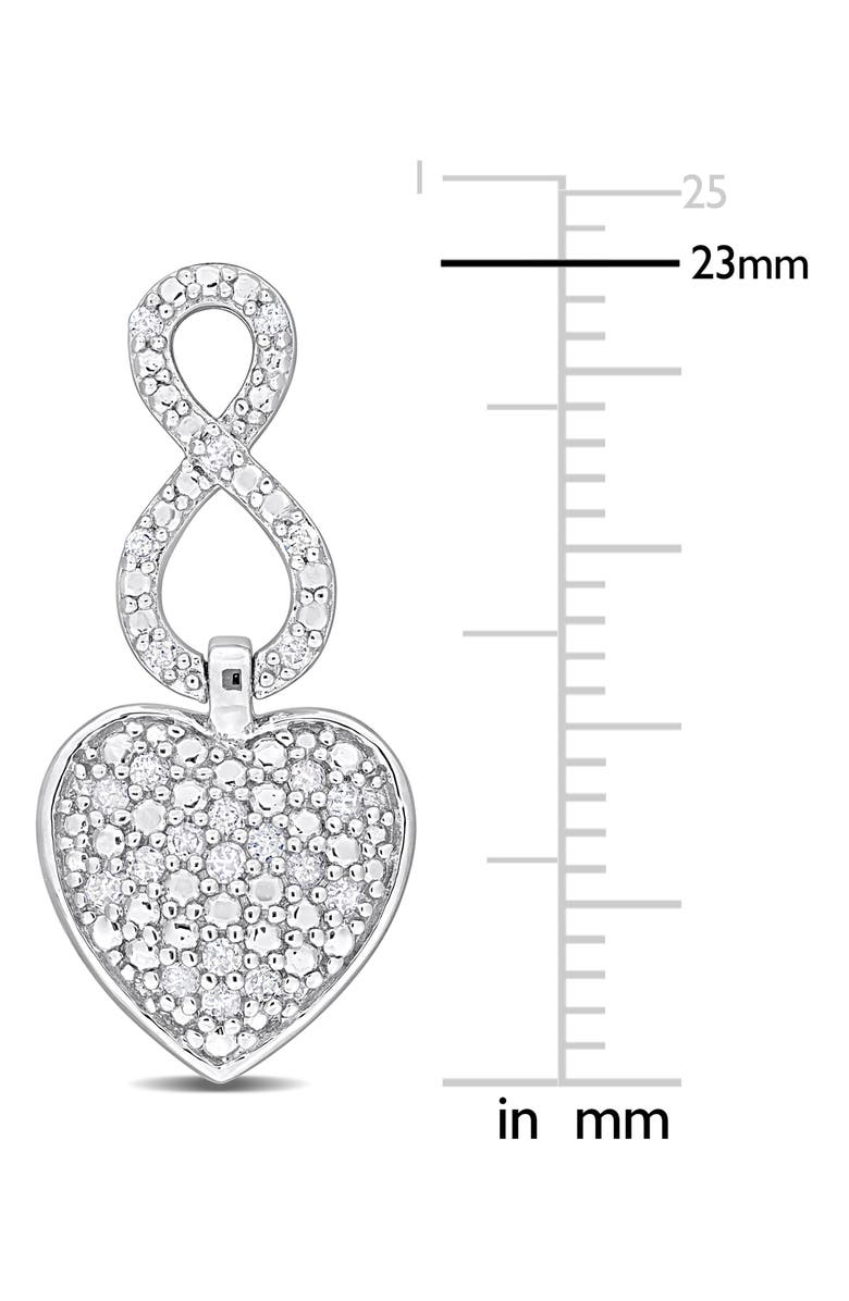 DELMAR Sterling Silver Pavé Diamond Infinity Heart Drop Earrings - 0.06ct., Alternate, color, White
