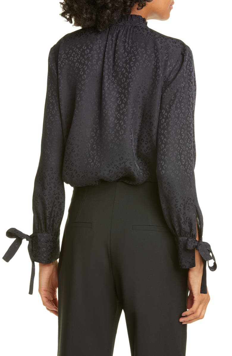 Rebecca Taylor Cheetah Silk Jacquard Blouse, Alternate, color,