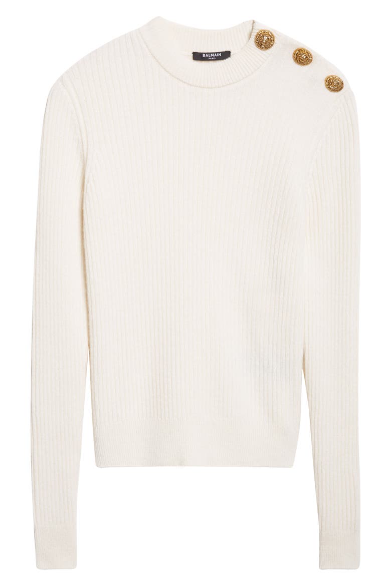 Button Detail Ribbed Cashmere Sweater, Alternate, color, NATURAL