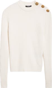Balmain Button Detail Ribbed Cashmere Sweater