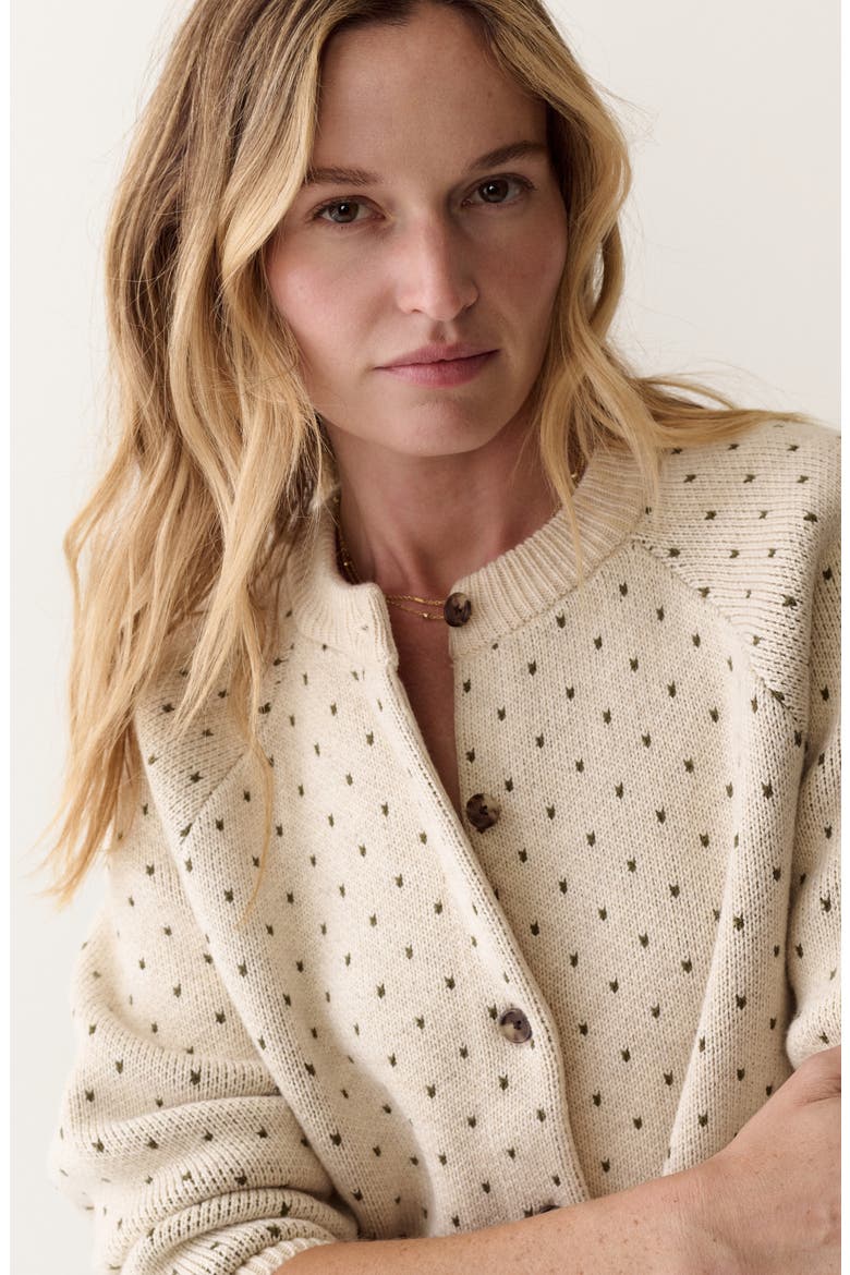 Iris Cotton Blend Cardigan, Alternate, color, OATMEAL AND OLIVE