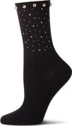 MeMoi Rhinestone Rib Crew Socks