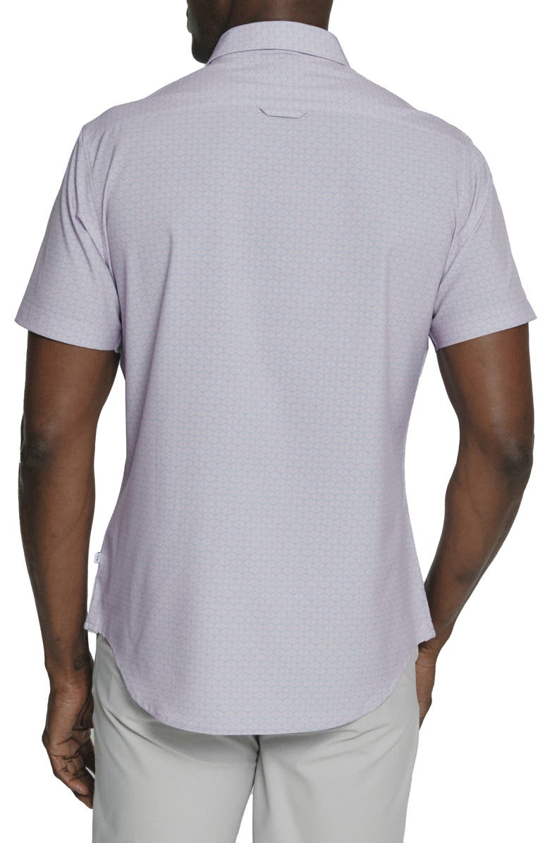 7 Diamonds Palm Leaf Print Short Sleeve Performance Button-Up Shirt, Alternate, color,