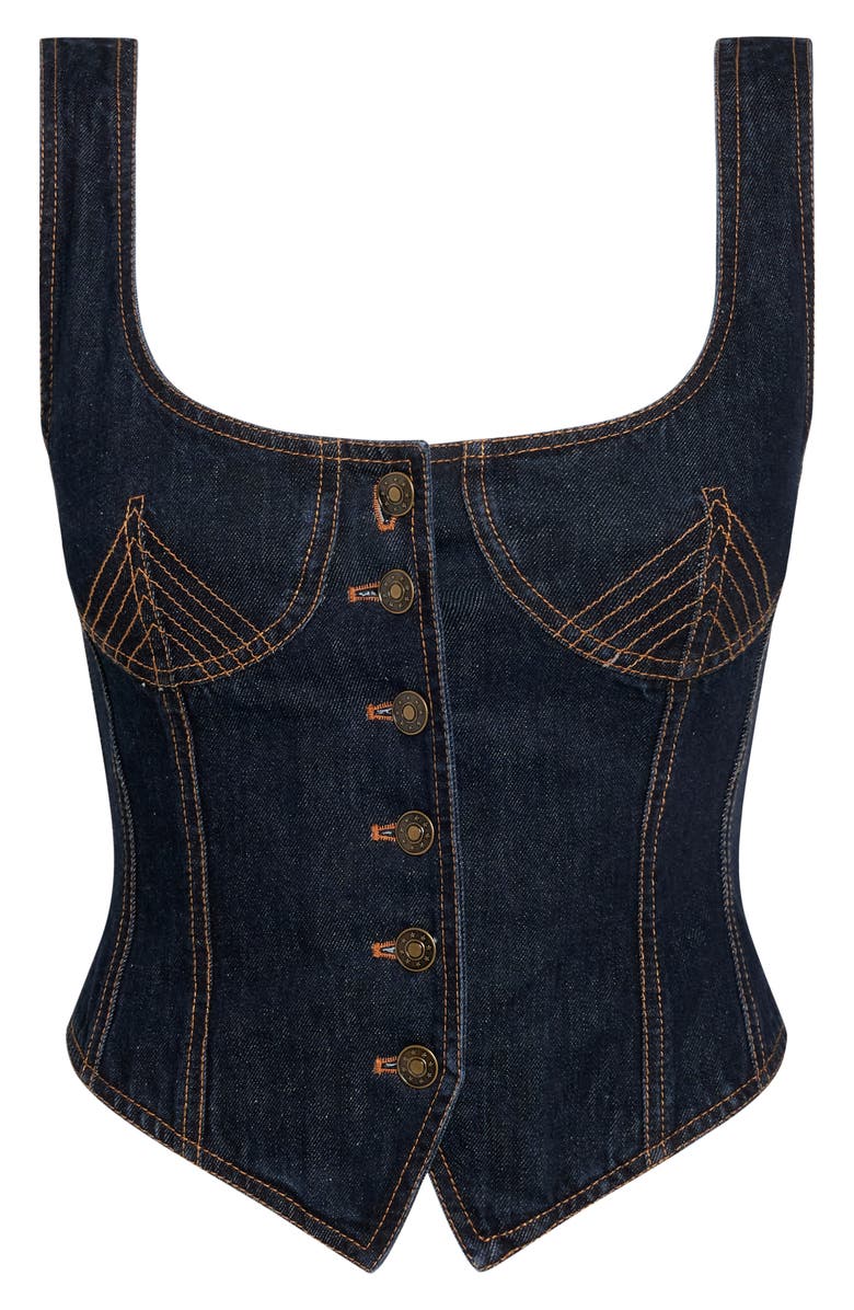 LIONESS After Hours Denim Corset Top, Alternate, color,