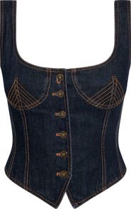 LIONESS After Hours Denim Corset Top