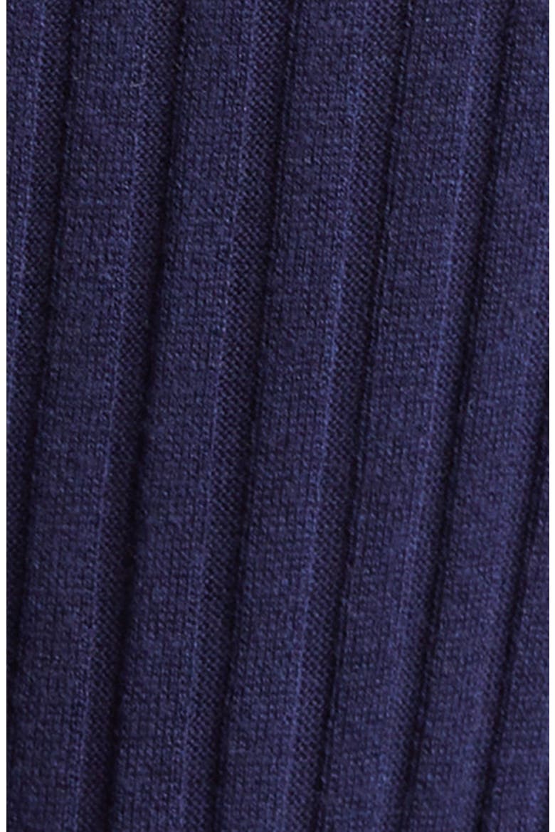 Split Neck Cotton & Silk Rib Dress, Alternate, color, NAVY