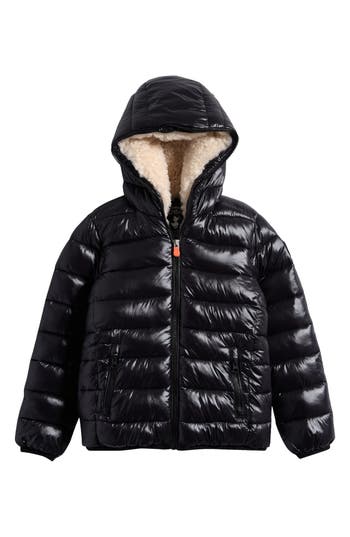 Save The Duck Kids' Gavin Water Repellent Hooded Puffer Jacket In Black