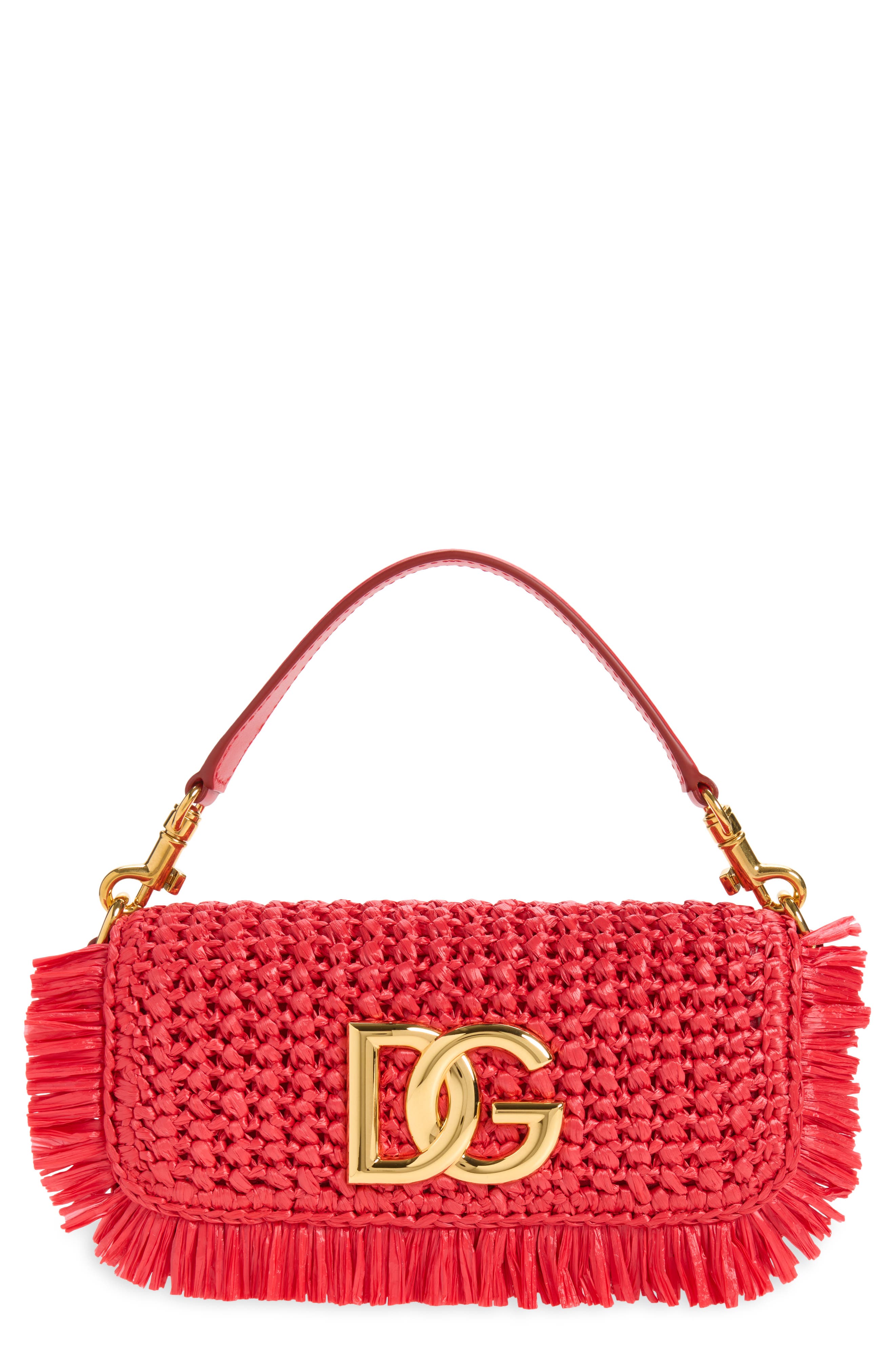 Faux Raffia Shoulder Bag, Main, color, 87124 ROSSO PAPAVERO