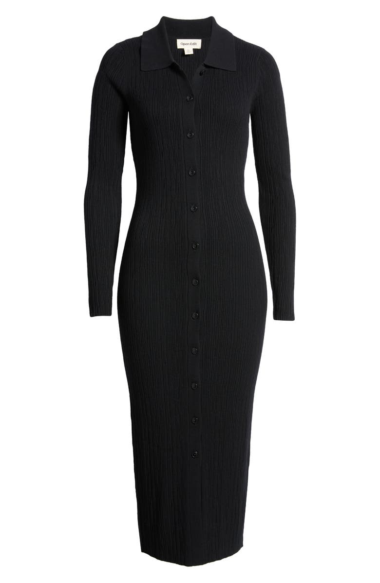 Open Edit Long Sleeve Rib Cardigan Dress, Alternate, color, 