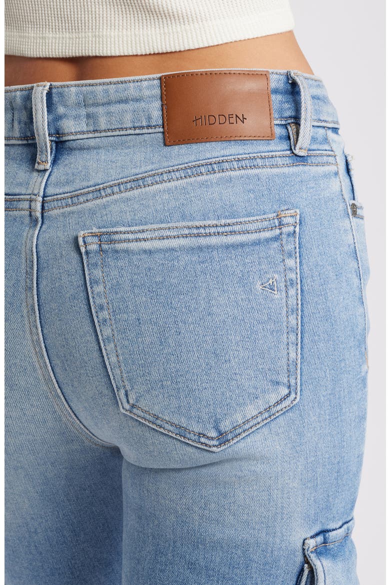 Crop Flare Cargo Jeans, Alternate, color, MEDIUM WASH