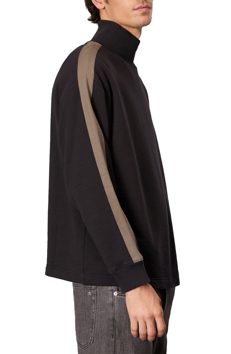 rag & bone Mixed Media Mock Neck Sweatshirt, Alternate, color, Black