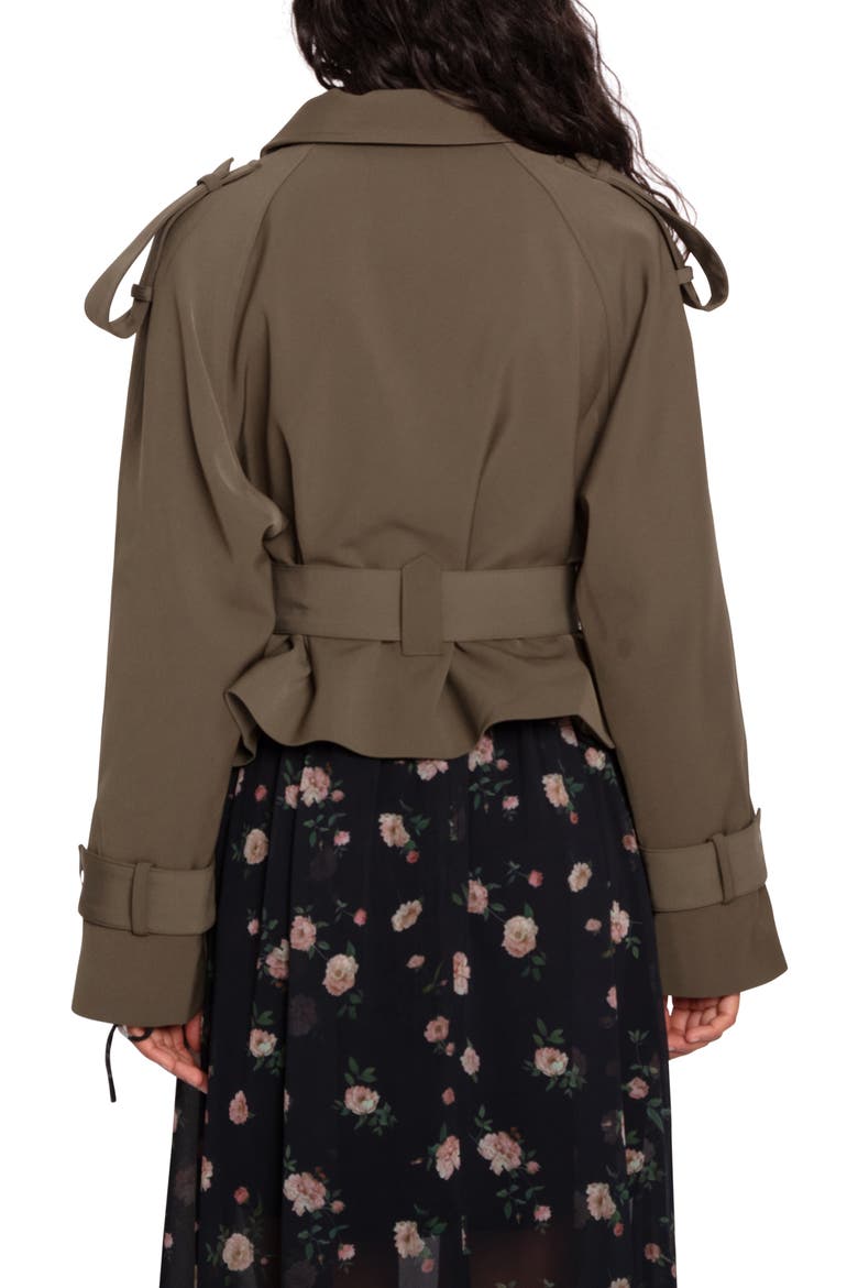 Fast Car Crop Trench Coat, Alternate, color, MILITARY