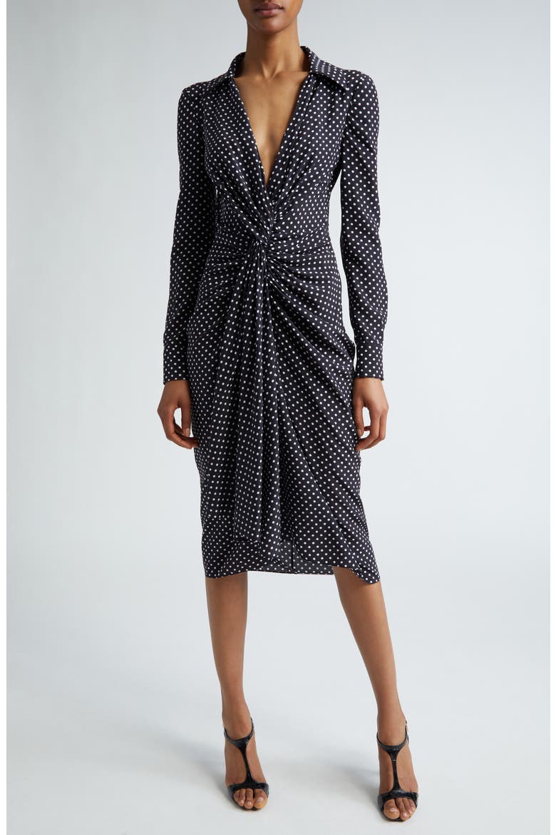 michael kors long sleeve dress Michael Kors Collection Women's Satin Keyhole Slit Gown - Black