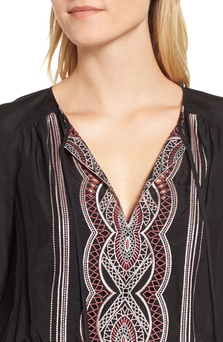 Ella Moss Embroidered Blouson Minidress, Alternate, color,