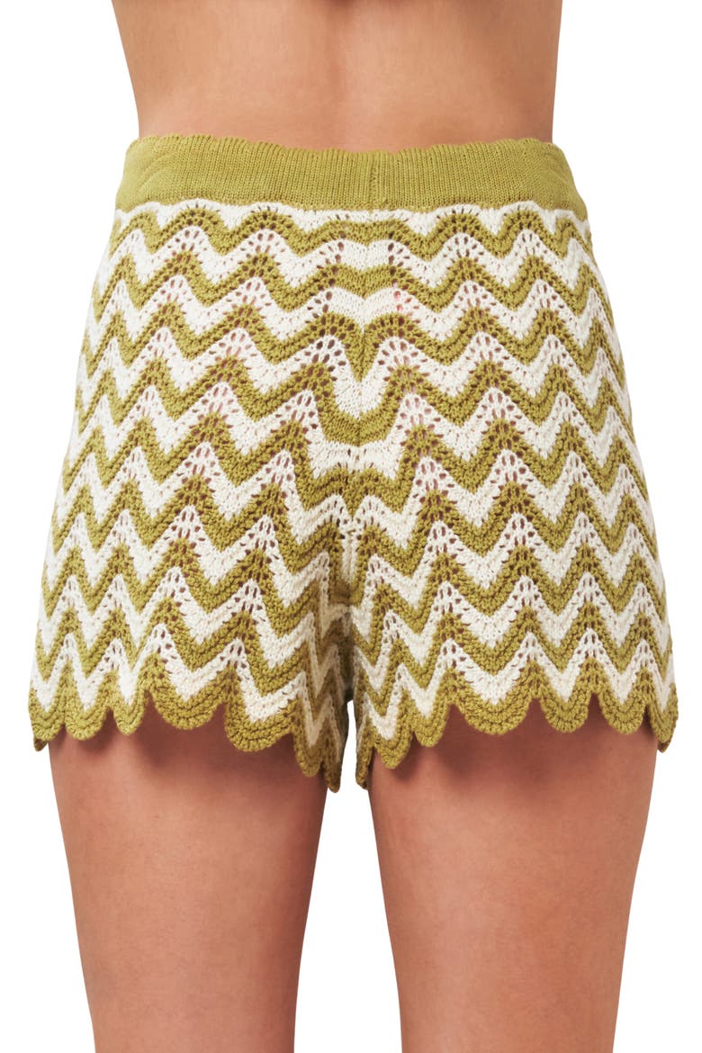 Zigzag Stripe Crochet Shorts, Alternate, color, OLIVE/ WHITE