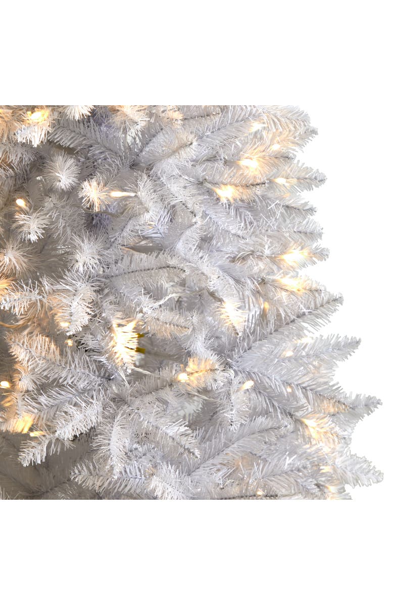 NEARLY NATURAL 5-ft Slim White Artificial Christmas Tree with 150 Warm White LED Lights and 491 Bendable Branches, Alternate, color, White