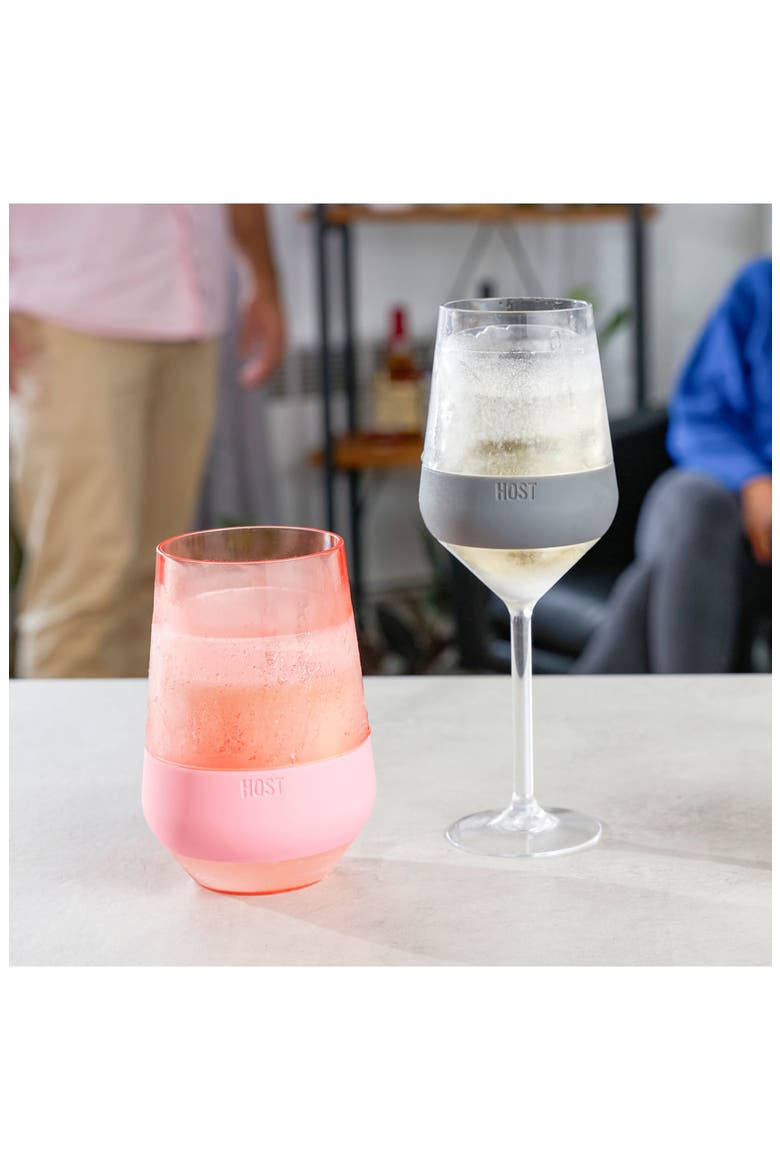 Wine Freeze Set of 2 Stemmed Wine Glasses, Alternate, color, GRAY