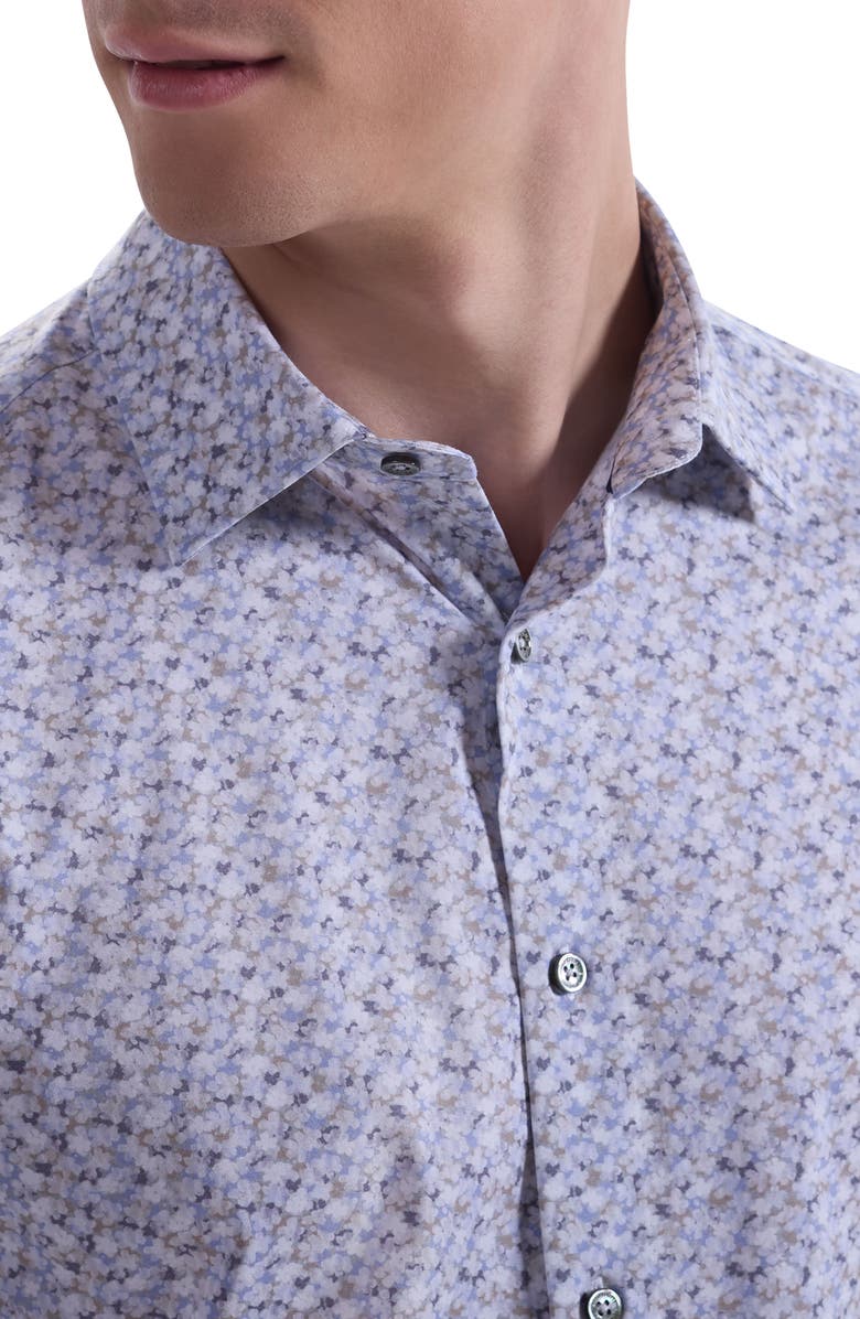 Bugatchi Miles OoohCotton<sup>®</sup> Short Sleeve Button-Up Shirt, Alternate, color, Air Blue