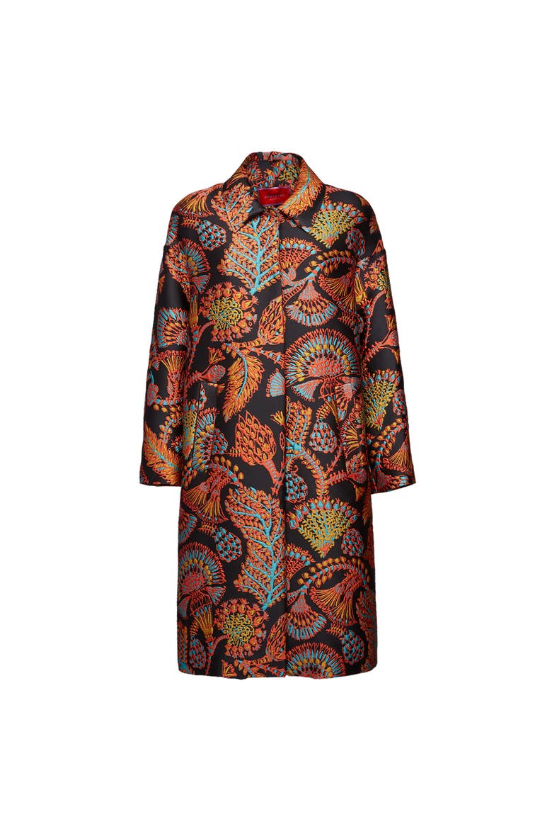 Boxy Coat, Alternate, color, Jacquard Sicomore Black