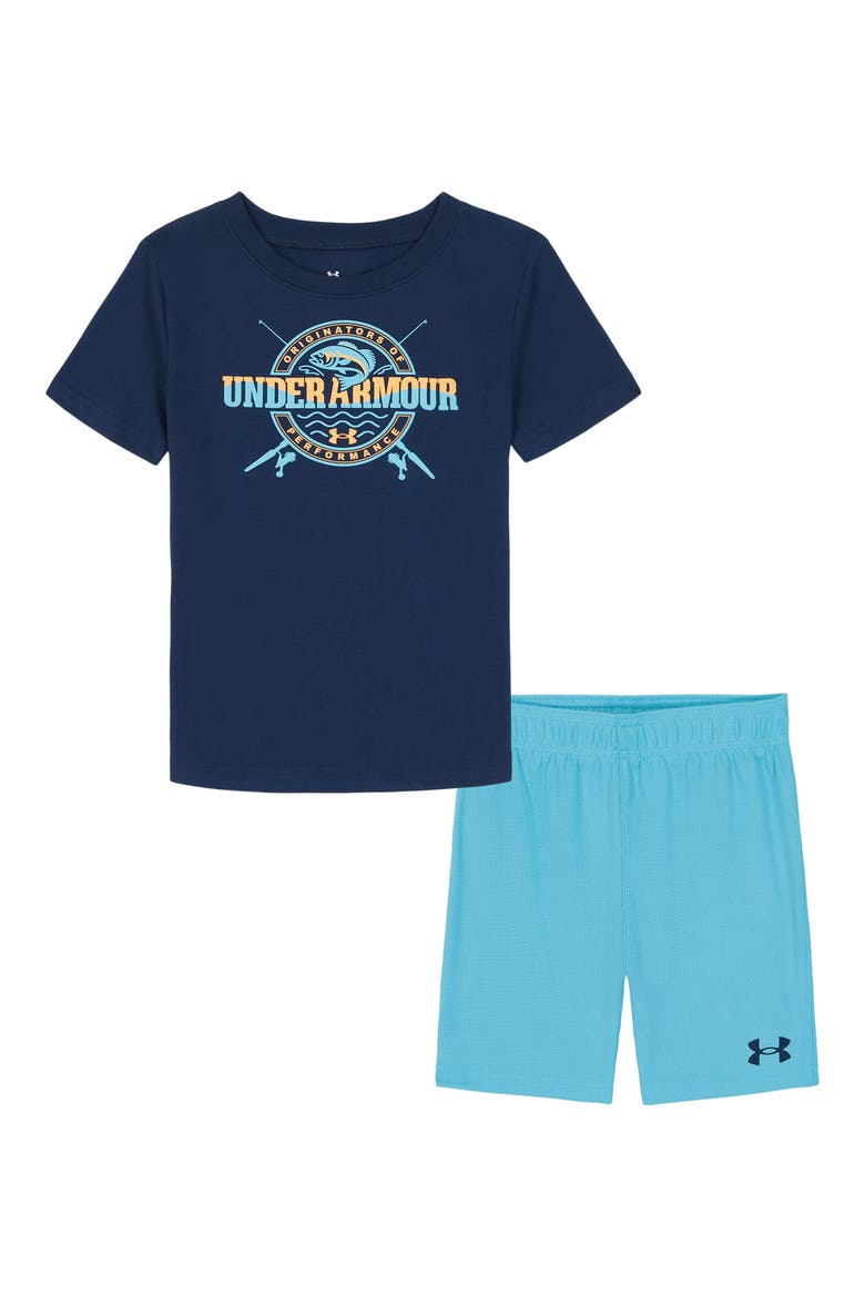Kids' Coastal Graphic T-Shirt & Shorts Set, Main, color, ACADEMY