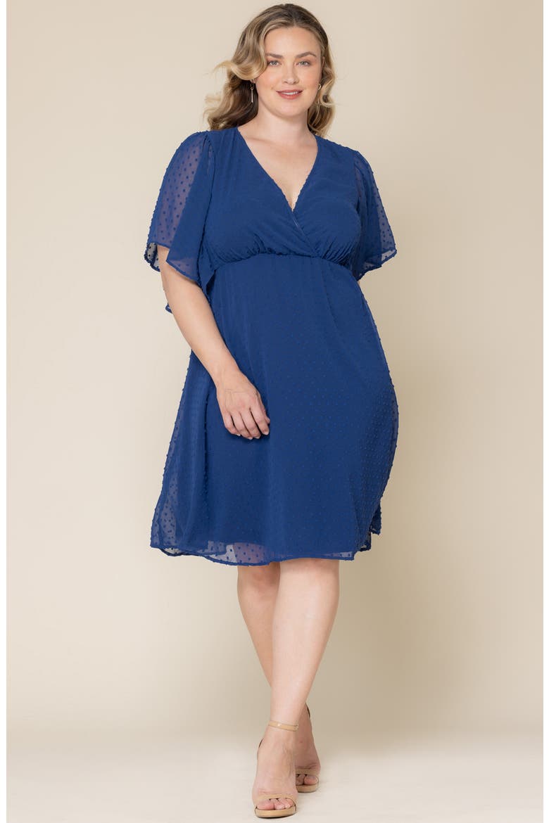Florence Flutter Sleeve Dress, Alternate, color, DENIM BLUE DOT
