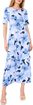 Vince Camuto Floral Crewneck Maxi Dress