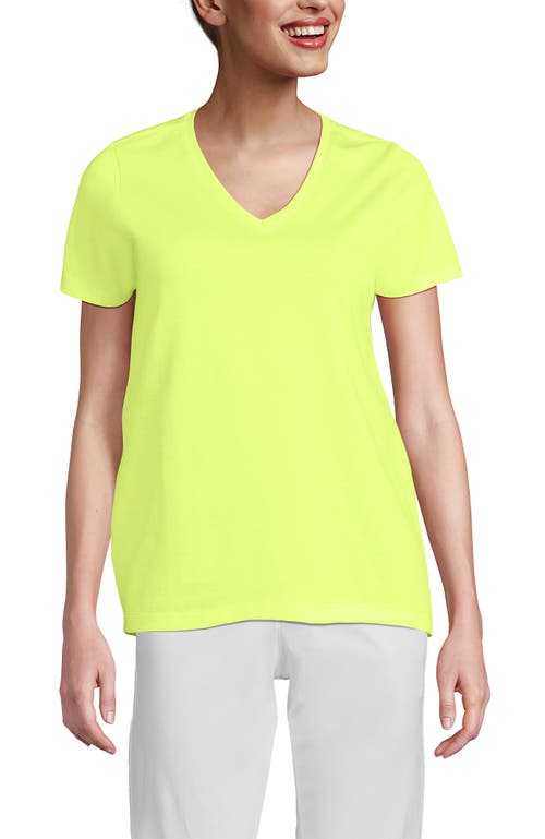 Lands' End Relaxed Supima Cotton V-neck T-shirt In Soft Limoncello Yellow