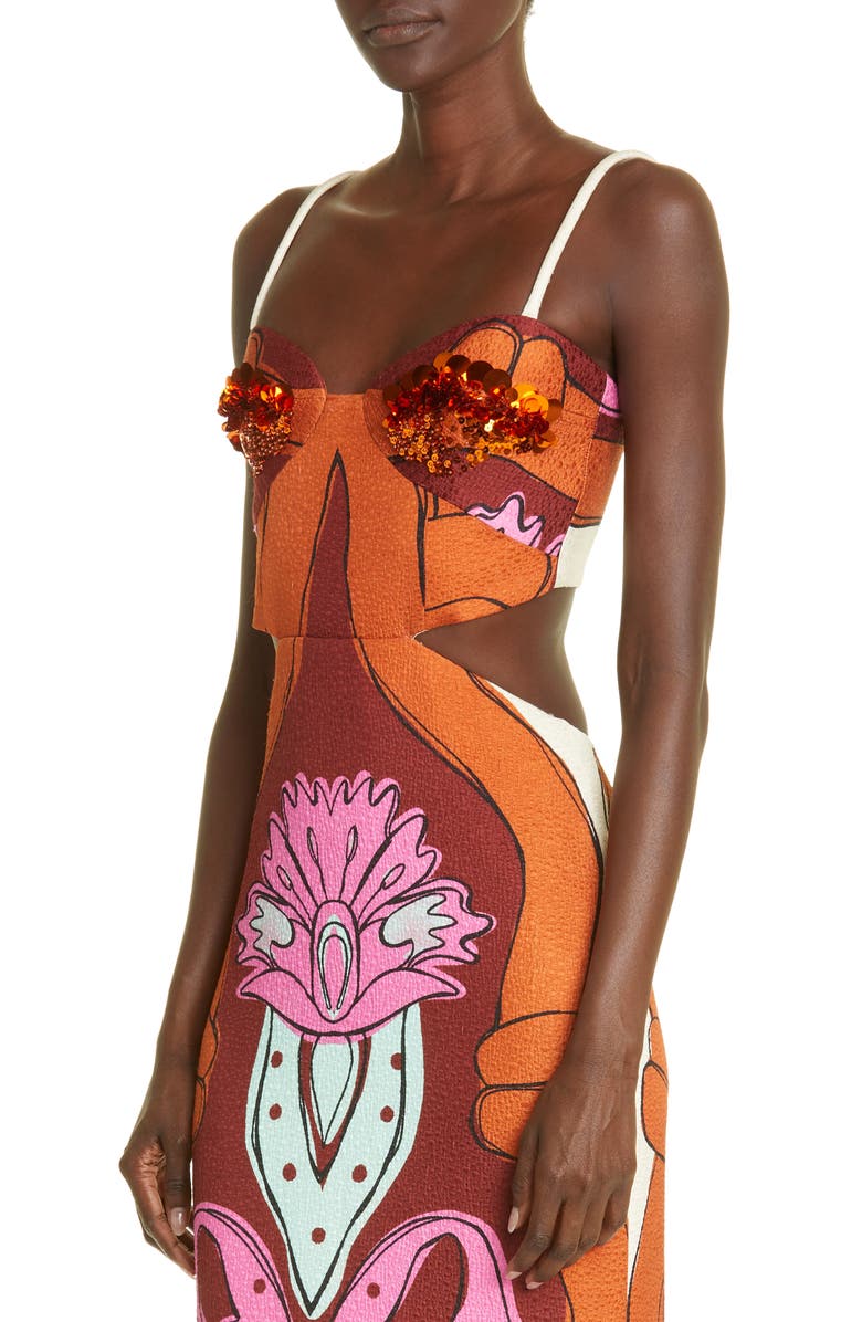 Johanna Ortiz Flores De Alma Silk Maxi Dress with Wool & Silk Blend Shawl, Alternate, color, 