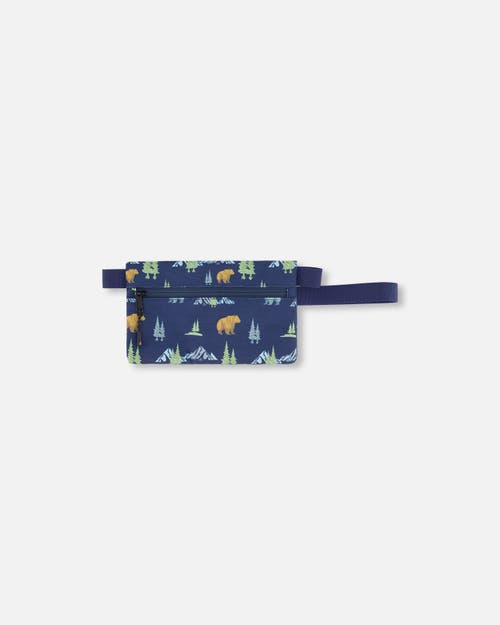 Deux Par Deux Double Pencil Case Animal In Blue