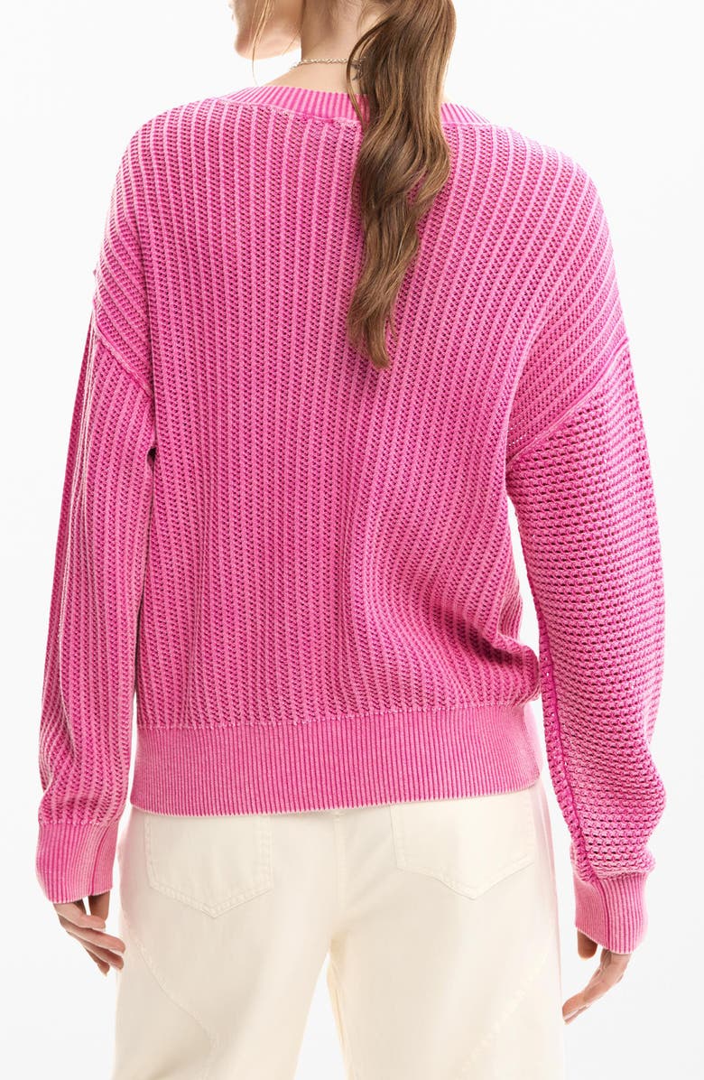 Desigual Fine Gauge Crewneck Sweater, Alternate, color, Pink