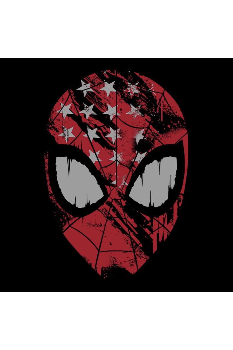 Junior's American Spidey Mask Short Sleeve Graphic T-Shirt, Alternate, color, Black