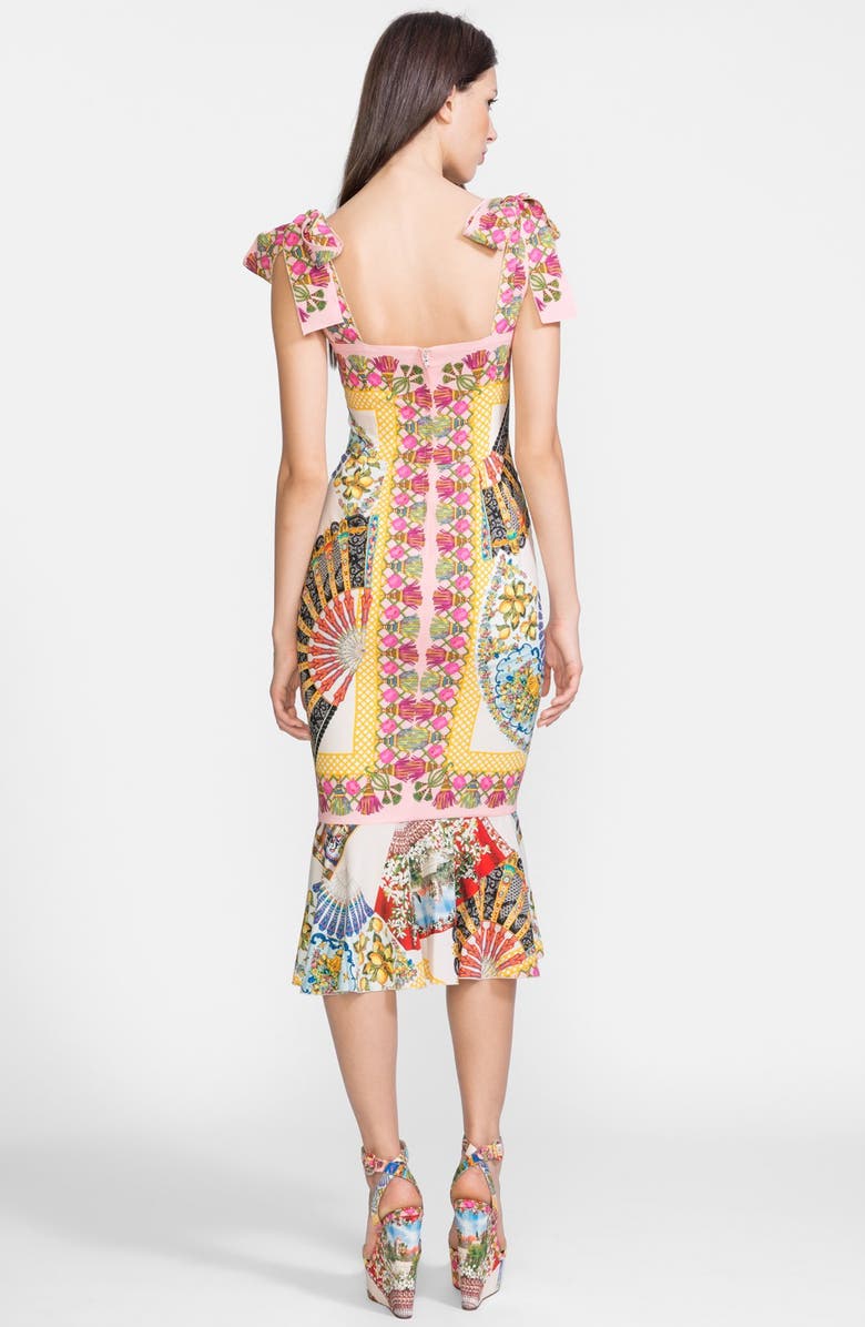 Dolce&Gabbana Fan Print Stretch Silk Dress, Alternate, color, 