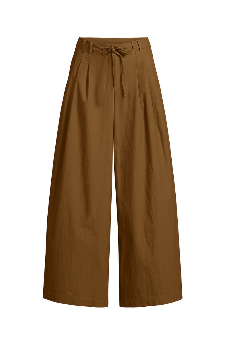 Lands' End Poplin Mid Rise Pleated Slouchy Pants, Alternate, color, 